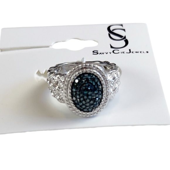 SAVVY CIE JEWELS BLUE DIAMOND ACCENT BRAID TEXTURE RING - 0.25 CTW - Picture 7 of 7